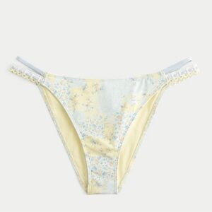 HOLLISTER NWT Cheeky Bikini Bottoms Butter Yellow Blue Floral Size L